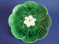 Large Adams and Bromley Majolica 'Water Lily' Plate c1880 #2