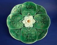 Large Adams and Bromley Majolica 'Water Lily' Plate c1880 (Sold)