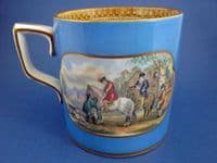 Large Blue Prattware Mug 'The Stone Jetty' and 'The Travellers' Departure'  c1860