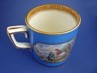 Large Blue Prattware Mug 'The Stone Jetty' and 'The Travellers' Departure'  c1860