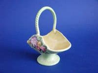 Large Carlton Ware Green 'Flowers and Basket' Posy Holder c1939