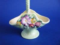 Large Carlton Ware Green 'Flowers and Basket' Posy Holder c1939