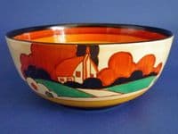 Large Clarice Cliff Fantasque Bizarre 'Farmhouse' Holborn Bowl c1931 (Sold)