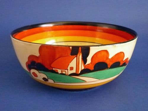 Large Clarice Cliff Fantasque Bizarre 'Farmhouse' Holborn Bowl c1931 (Sold)