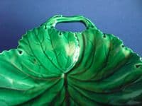 Large Copeland Green Majolica 'Vine Leaf' Oval Two Handled Dish c1860 (Sold)