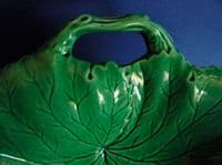Large Copeland Green Majolica 'Vine Leaf' Two Handled Dish c1860 (Sold)