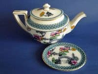 Large Keeling and Co 'Pagoda' Losol Ware Teapot and Stand c1910
