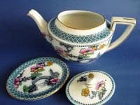 Large Keeling and Co 'Pagoda' Losol Ware Teapot and Stand c1910