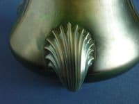 Large Kralik Glass Green Iridescent Art Nouveau 'Claw' Vase c1900