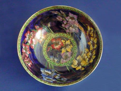 Large Maling Blue Lustre 'Gladioli' Bowl c1936 (Sold)