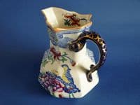 Large Mason's Patent Ironstone China Coloured 'Blue Pheasant' Pattern Hydra Jug c1890 (Sold)