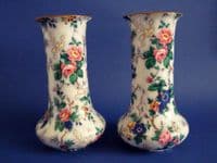 Large Pair of Crown Ducal 'Ascot' Chintz Vases c1920 (Sold)