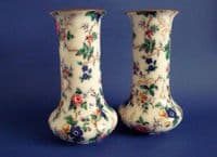 Large Pair of Crown Ducal 'Ascot' Chintz Vases c1920 (Sold)