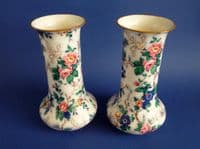 Large Pair of Crown Ducal 'Ascot' Chintz Vases c1920 (Sold)