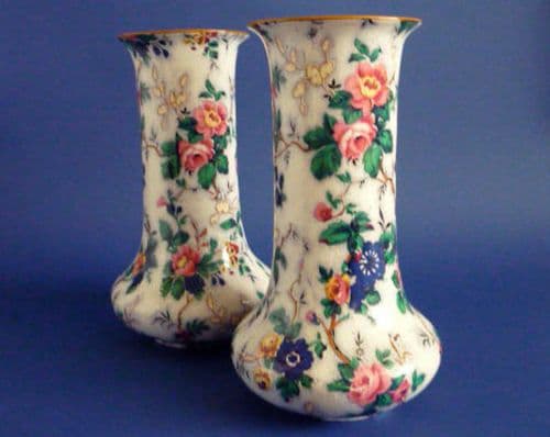 Large Pair of Crown Ducal 'Ascot' Chintz Vases c1920 (Sold)