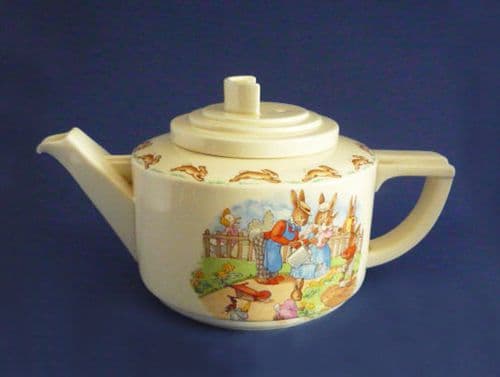 Large Royal Doulton Bunnykins 'Gardening' Casino Teapot by Barbara Vernon c1950 (Sold)