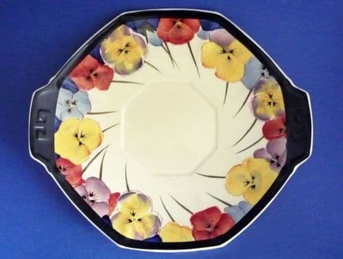Large Royal Doulton 'Pansies' Octagon Cake Plate D4049 c1934