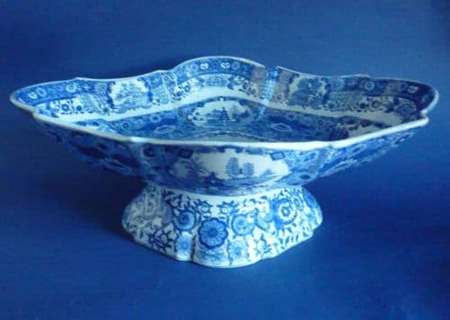 Large Spode Pearlware 'Net' Pattern Footed Dish or Comport c1820