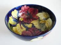 Large Walter Moorcroft Cobalt Blue 'Hibiscus' Bowl c1960