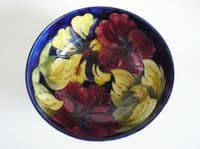 Large Walter Moorcroft Cobalt Blue 'Hibiscus' Bowl c1960