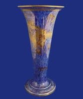Large Wedgwood Blue 'Dragon' Lustre Trumpet Vase c1925