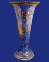 Large Wedgwood Blue 'Dragon' Lustre Trumpet Vase c1925