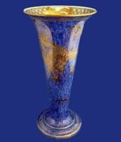 Large Wedgwood Blue 'Dragon' Lustre Trumpet Vase c1925