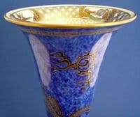 Large Wedgwood Blue 'Dragon' Lustre Trumpet Vase c1925