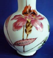 Lemon Satin Glass 'Floral Study' Vase c1880