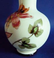 Lemon Satin Glass 'Floral Study' Vase c1880