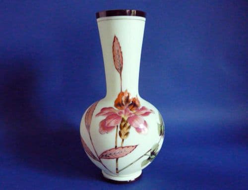 Lemon Satin Glass 'Floral Study' Vase c1880