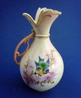 Locke's Worcester Porcelain 'Blue Tit' Blush Ivory Jug c1900