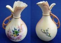 Locke's Worcester Porcelain 'Blue Tit' Blush Ivory Jug c1900