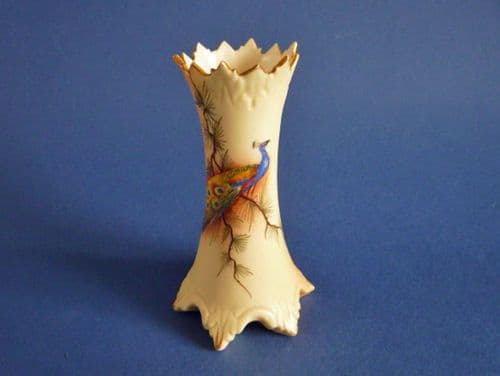 Locke's Worcester Porcelain 'Peacock' Blush Ivory Vase c1900 (Sold)