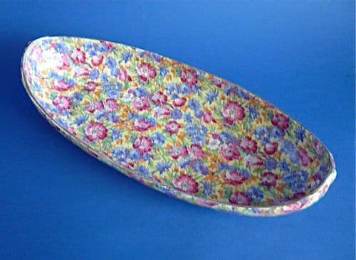 Lovely Art Deco Grimwades Royal Winton 'Royalty' Chintz Canoe Dish c1938