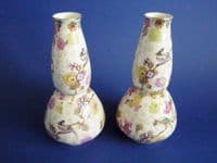 Lovely Early Pair of Crown Ducal 'White Chintz' Vases c1920