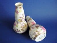 Lovely Early Pair of Crown Ducal 'White Chintz' Vases c1920