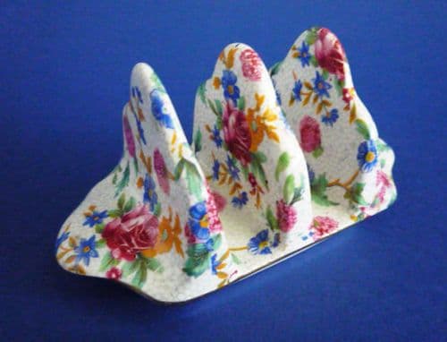 Lovely Grimwades Royal Winton 'Old Cottage Chintz' 3 Bar Toast Rack c1940 (Sold)