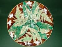 Lovely Majolica Fern and Flower plate c1870