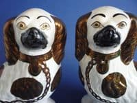 Lovely Pair of Staffordshire Copper Lustre Spaniels c1870