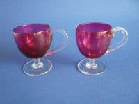 Lovely Pair of Victorian Cranberry Glass Custard Cups c1880 (Sold)