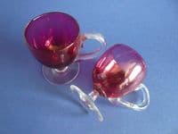 Lovely Pair of Victorian Cranberry Glass Custard Cups c1880 (Sold)