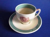 Lovely Susie Cooper Crown Works Pottery 'Patricia Rose' Coffee Cup and Saucer c1940