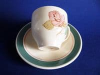 Lovely Susie Cooper Crown Works Pottery 'Patricia Rose' Coffee Cup and Saucer c1940