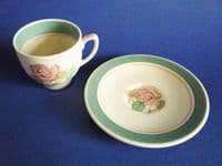 Lovely Susie Cooper Crown Works Pottery 'Patricia Rose' Coffee Cup and Saucer c1940
