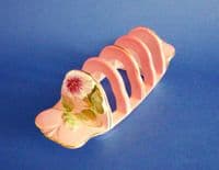 Lovely Vintage Grimwades Royal Winton Pink 'Petunia' 5 Bar Toast Rack c1945 (Sold)