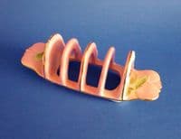 Lovely Vintage Grimwades Royal Winton Pink 'Petunia' 5 Bar Toast Rack c1945 (Sold)