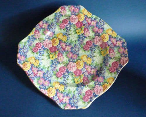 Lovely Vintage Royal Winton 'Julia' Chintz Ascot Shape 8" Cake Plate c1940
