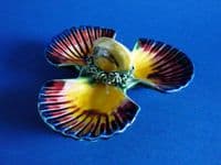 Majolica Palissy Style 'Scallop Shell and Mussel' Triple Salt c1890