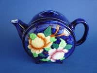 Maling Embossed Blue 'Peona' Art Deco Teapot c1936